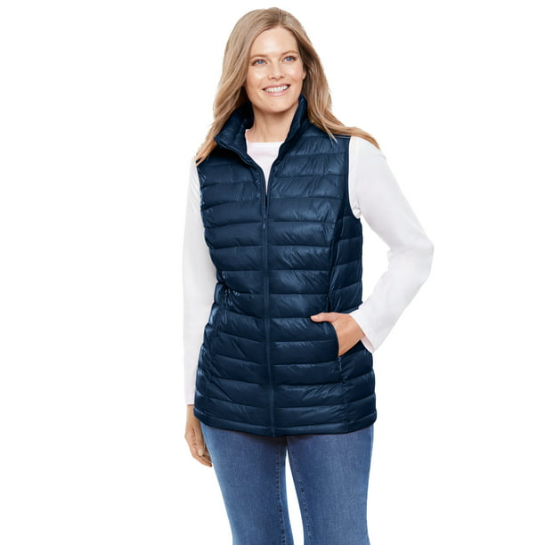 Woman Within Womens Plus Size Packable Puffer Vest